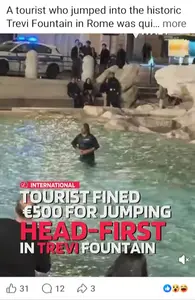 Man in Trevi fountain