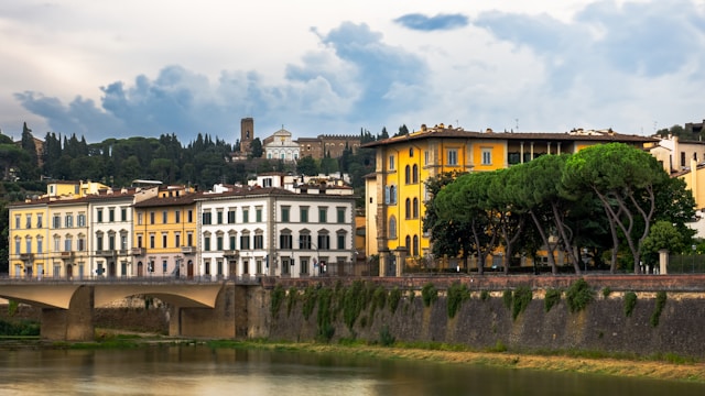 The Arno river with San Miniato in the distance