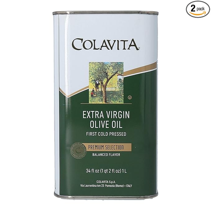 A metal container of Colavita Premium Olive Oil