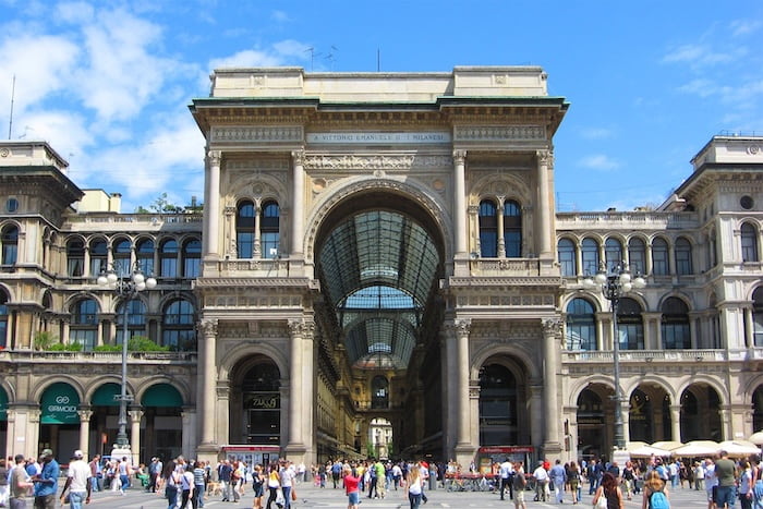 The Entrance to the Galleria Vittorio Emanuele in Milan, viewed from outside