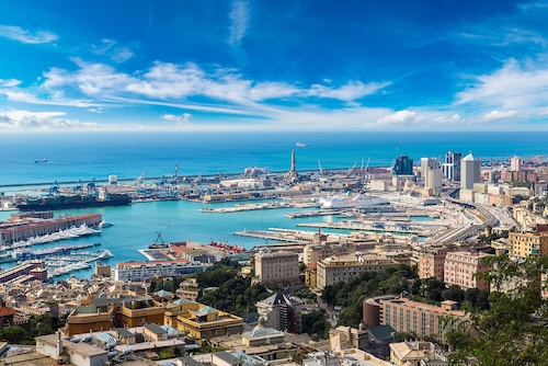 A panorama of the Port of Genoa