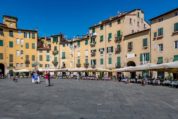 The Piazza dell'Anfiteatro in Lucca, Italy