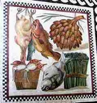 Ancient Roman foods Ancient Roman foods depicted on a wall mosaic