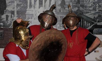 Group of friends at Rome's gladiator school.