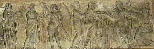A stone frieze depicting a party in ancient Rome