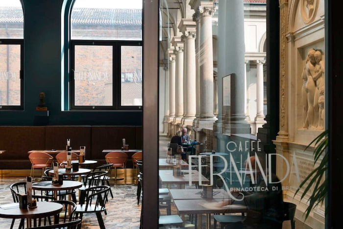 The entrance of Caffe Fernanda in Milan The entrance of Caffe Fernanda in Milan