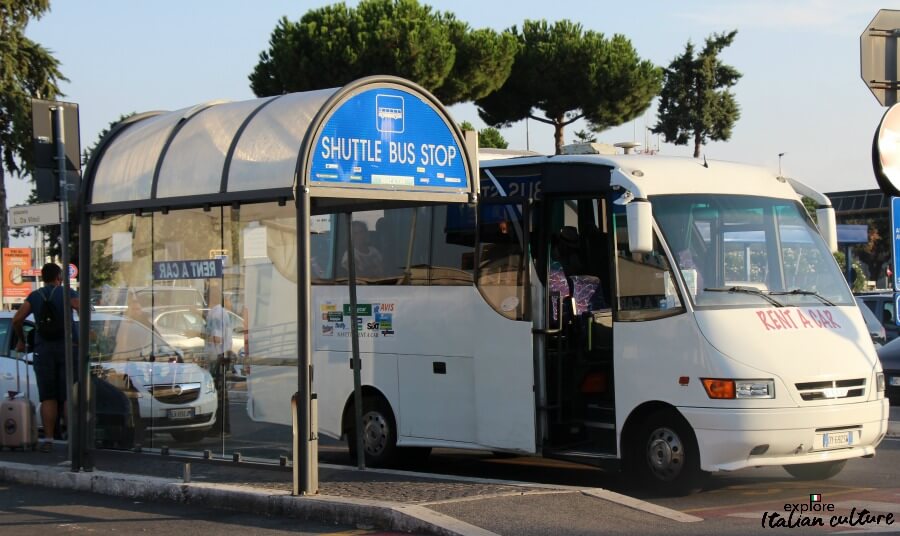 Car rental shuttle stop at Ciampino airport