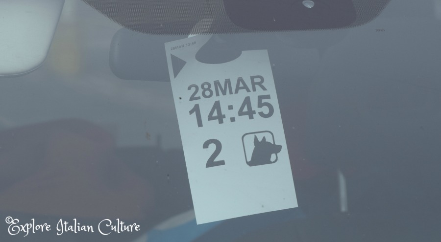 Ferry travel - dogs on board sign.