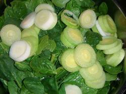 Cut-up leeks which are part of the Savoury easy Tiramisu recipe