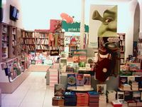 Inside a book shop in Rome