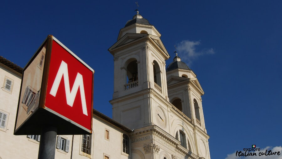 The Metro stop at the top of the Spanish Steps, Rome, Italy.