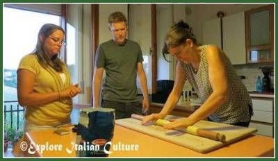 Rolling the pasta dough thin