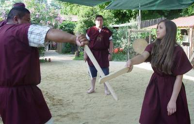 A female fight at the gladiator school