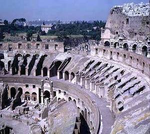 Roman Colosseum view  top