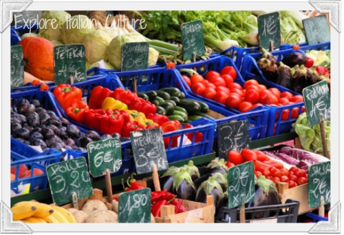 Italian market stall selling Mediterranean vegetables Italian market stall selling Mediterranean vegetables