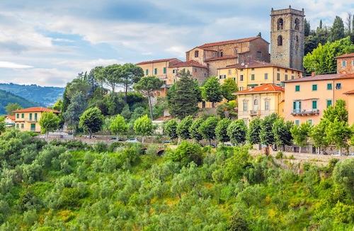 Montecatini Terme spa town on the hill.