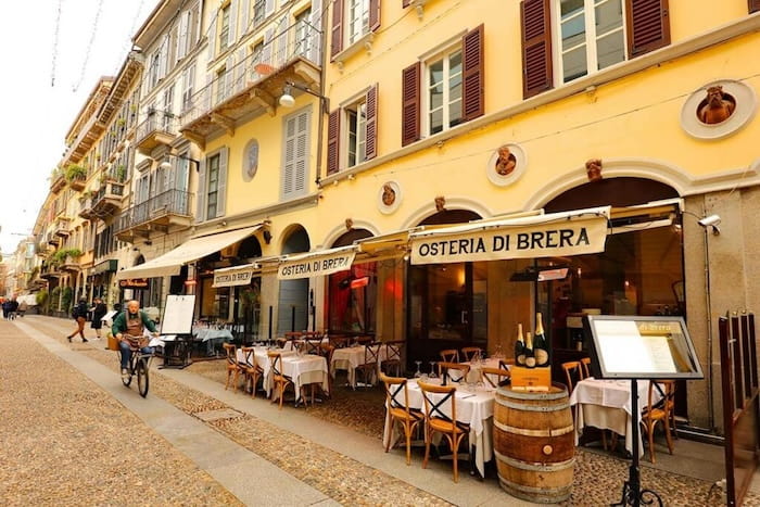 An outside view of the Osteria di Brera in Milan An outside view of the Osteria di Brera in Milan