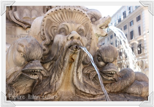 Bernini's fountain outside the Pantheon - detail