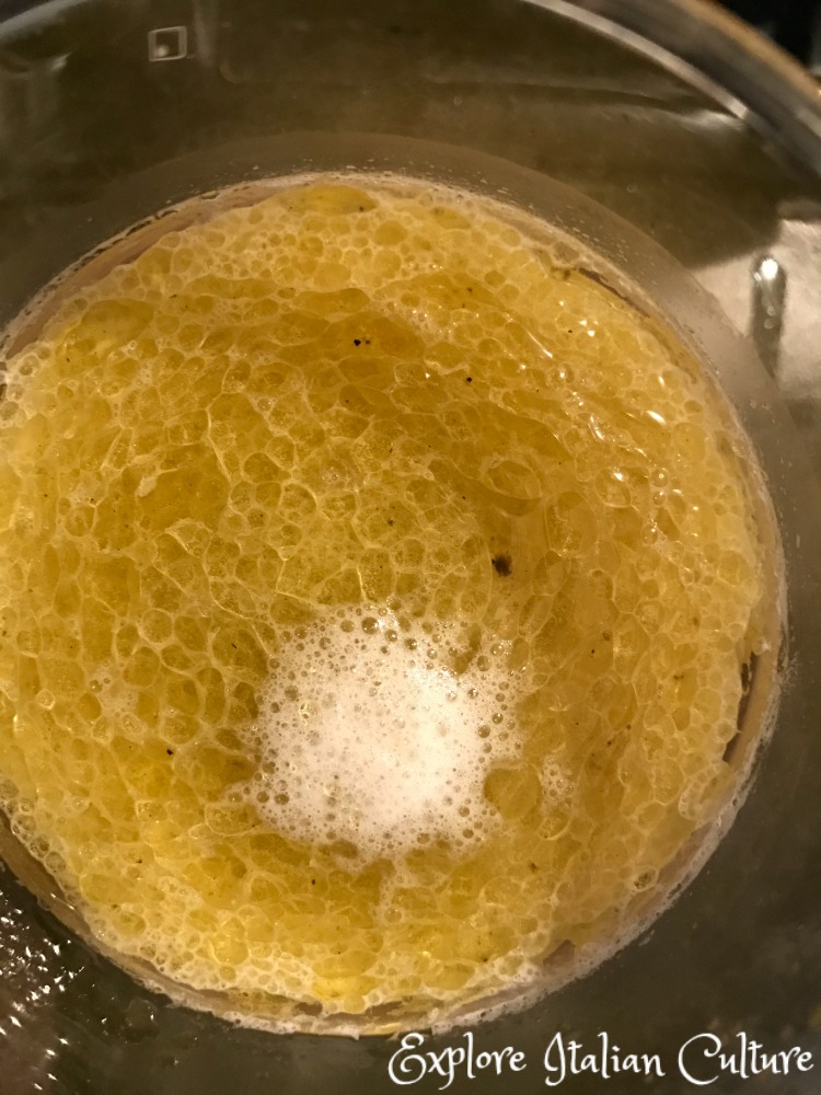 Water, oil and yeast start to ferment.