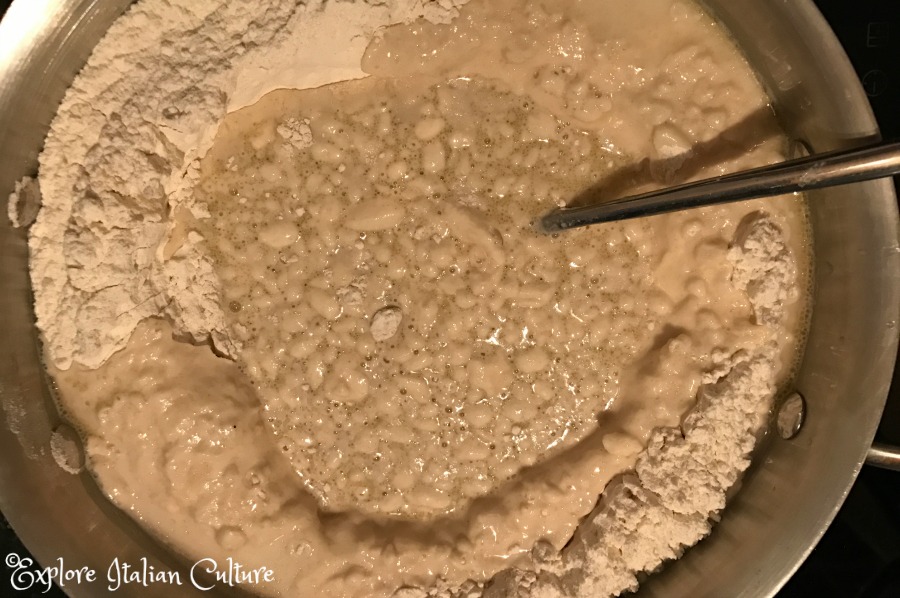 Lumpy dough mix.