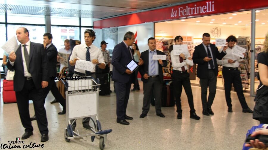 Private hire drivers waiting inside at Fiumicino airport