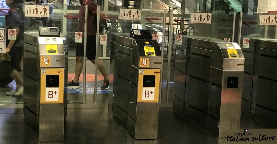 A Metro's entrance gates - put your ticket in the machine to get entry. The entrance gates to a Metro platform.