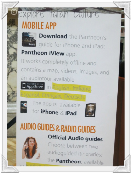 There are both guided and self-guided tours available at the information desk inside the Pantheon There are both guided and self-guided tours available at the information desk inside the Pantheon