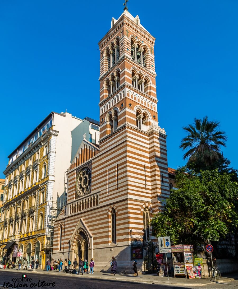 The distinctive church of Saint Paul's Within the Walls: an American church in Rome. The church of Saint Paul's Within the Walls on Via Nazionale, Rome.