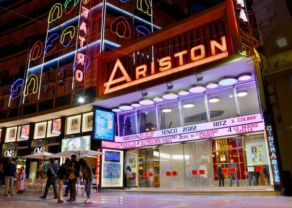 Teatro Ariston in Sanremo at night