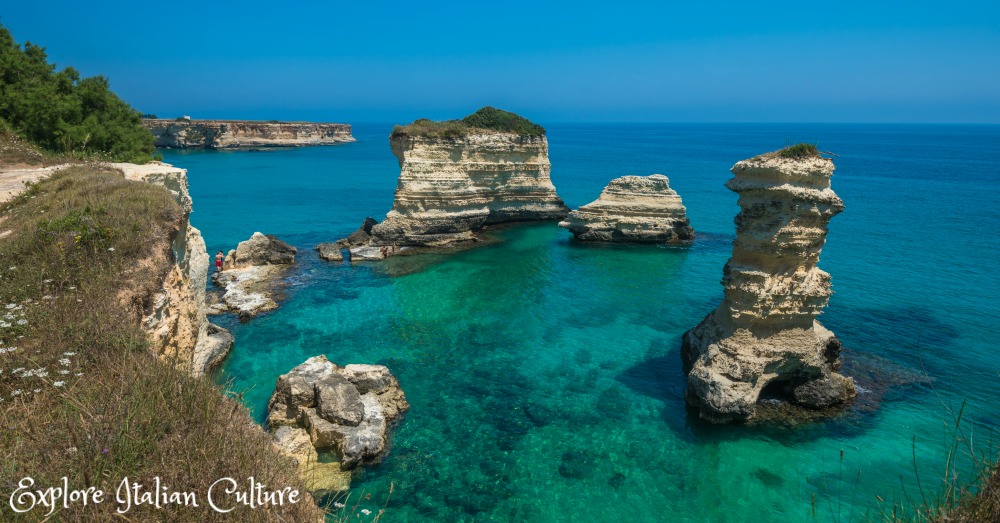 The beautiful Puglian coast near where the Adriatic meets the Ionian sea: Torre Sant'Andrea.  Simply stunning.