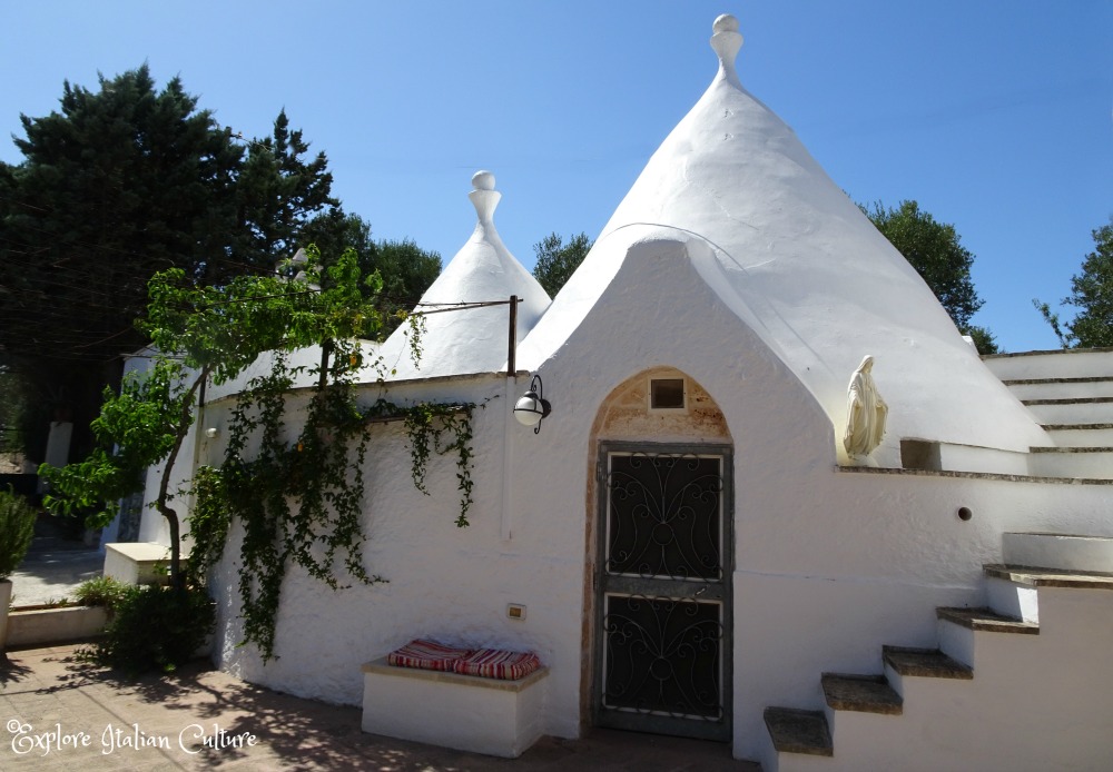A white trullo in Puglia, Italy - the traditional dwelling only found in this region of Italy.