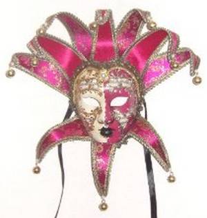 A pink Italian Mardi Gras mask